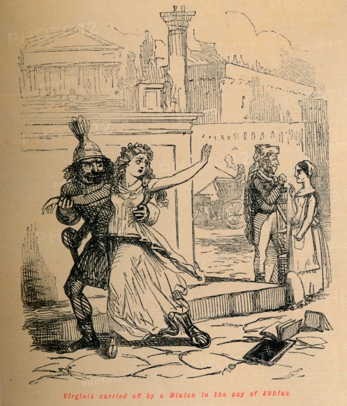'Virginia carried off by a Minion in the pay of Appius', 1852. Artist: John Leech.