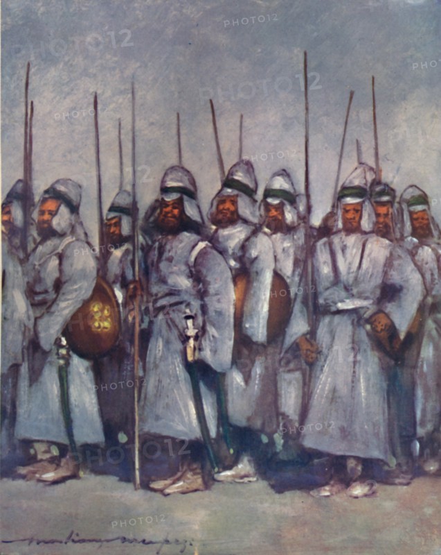 'Quilted Soldiers of Kishengarh', 1903. Artist: Mortimer L Menpes.