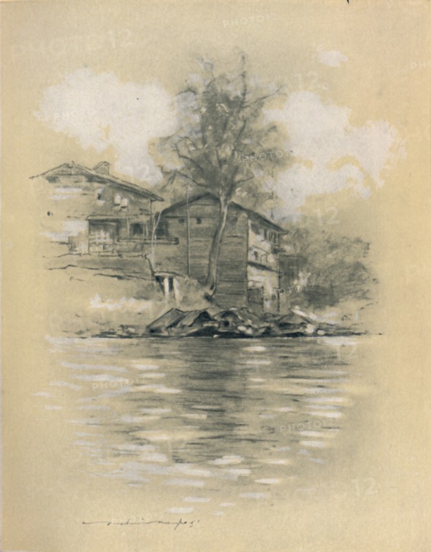 'River Dwelling at Srinagar', 1903. Artist: Mortimer L Menpes.