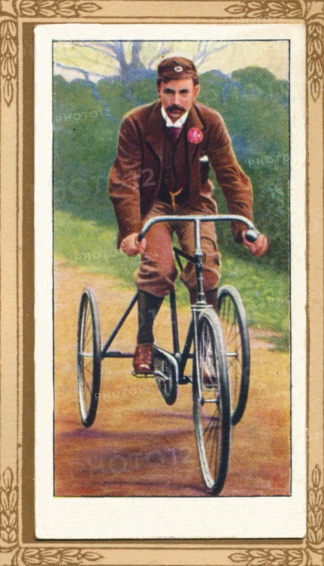 'A Notable Tricyclist - F. T. Bidlake', 1939. Artist: Unknown.