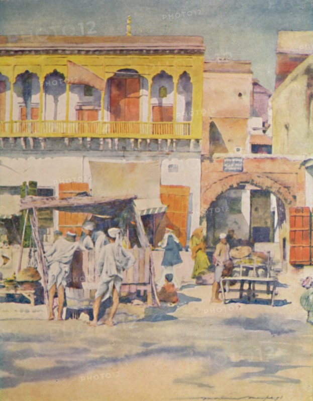 'A Bazaar, Delhi', 1905. Artist: Mortimer Luddington Menpes.