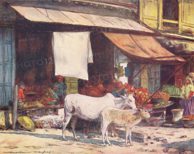 'A Corner of the Fruit Market, Delhi', 1905. Artist: Mortimer Luddington Menpes.