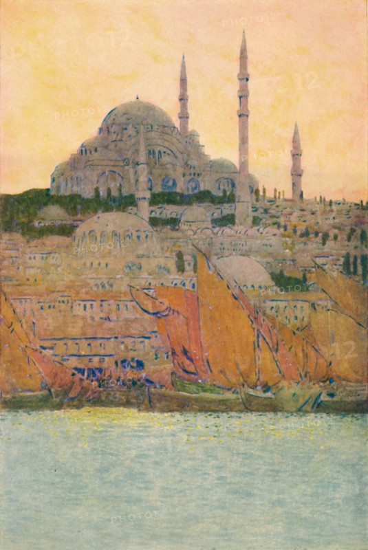 'The Mosque of Suleiman at Constantinople', 1913. Artist: Jules Guerin.
