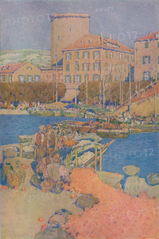 'The Market-Place at Spalato', 1913. Artist: Jules Guerin.