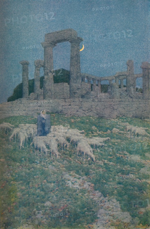 'The Temple of Poseidon and Athene or Aegina', 1913. Artist: Jules Guerin.