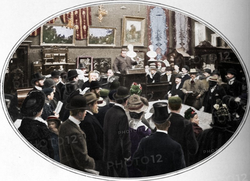 Auction in progress at Phillips auctioneers, London, c1901 (1901). Artist: Unknown.