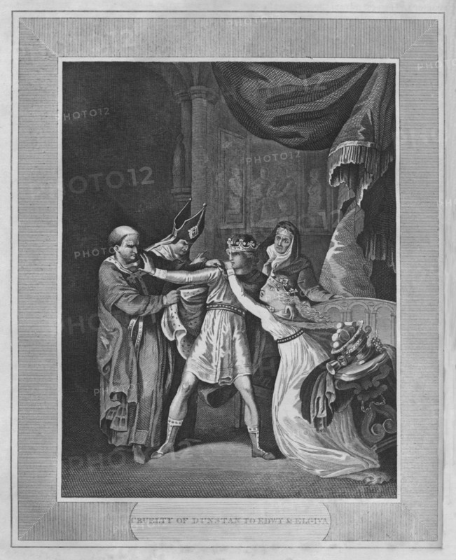 'Cruelty of Dunstan to Edwy & Elgiva', 1838. Artist: Unknown.