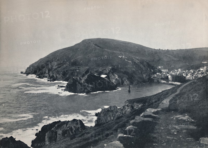 'Polperro - The Inlet and the Village', 1895. Artist: Unknown.