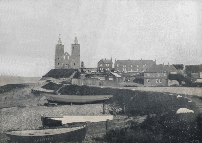'Reculver - The Village and the Reculver Towers', 1895. Artist: Unknown.