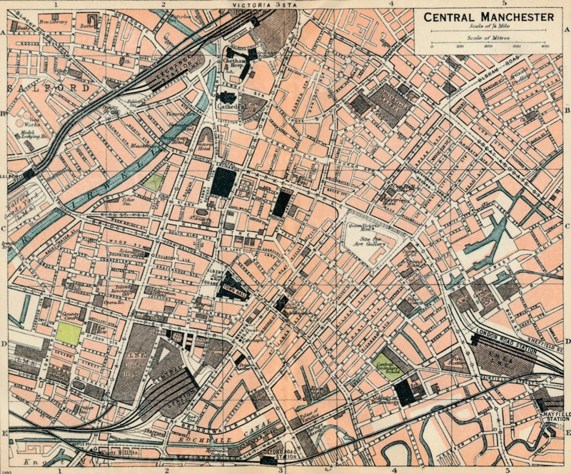 'Central Manchester', c20th Century. Artist: John Bartholomew.
