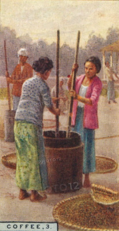 'Coffee, 3. Hulling the Beans, Java', 1928. Artist: Unknown.