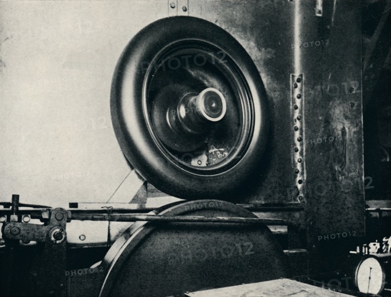 'One of Sir Malcolm Campbell's tyres running at 300 m.p.h.', 1937. Artist: Unknown.