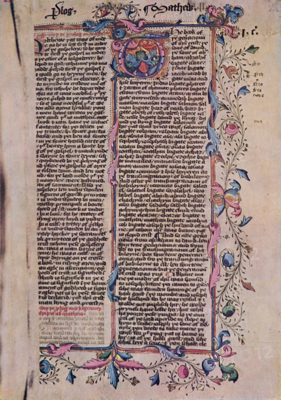 'First Page of St Matthew's Gospel', 15th century, (1947). Artist: Unknown.