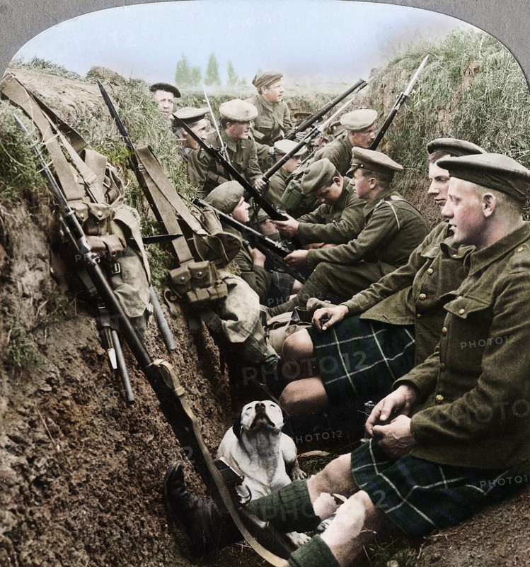 A section of Seaforth Highlanders snatching a moments respite, World War I, c1914-c1918. Artist: Realistic Travels Publishers.