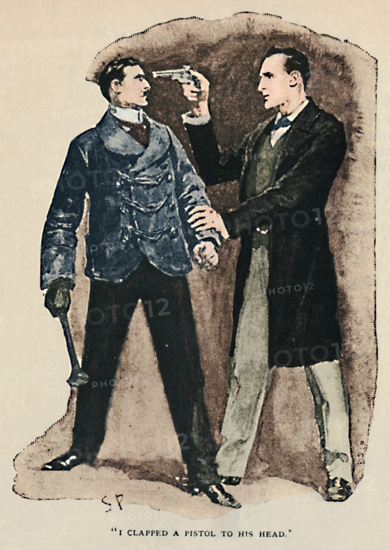 'I Clapped A Pistol To His Head', 1892. Artist: Sidney E Paget.