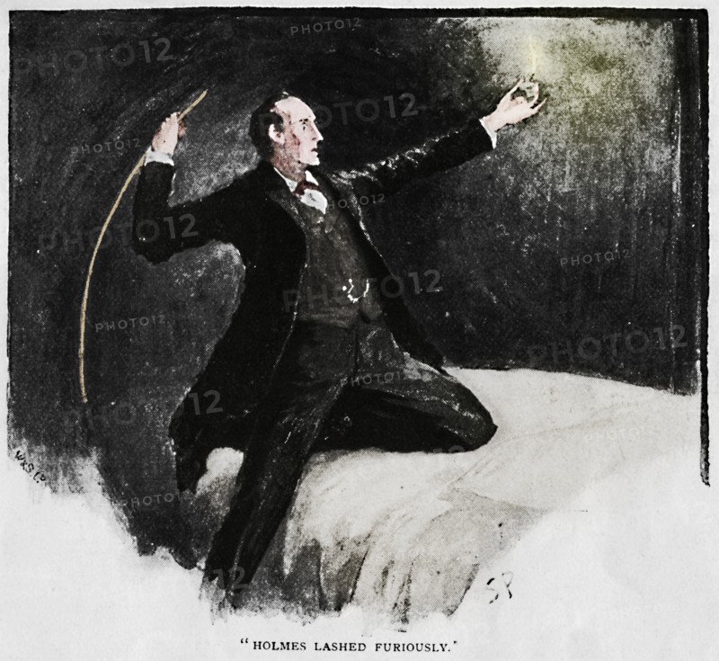 'Holmes Lashed Furiously', 1892. Artist: Sidney E Paget.