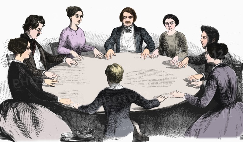 Spiritualist meeting in Leipzig, Germany, 1893. Artist: Unknown.