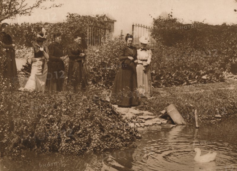 'A group of women by a duck pond', 1937. Artist: Louis Guichard.