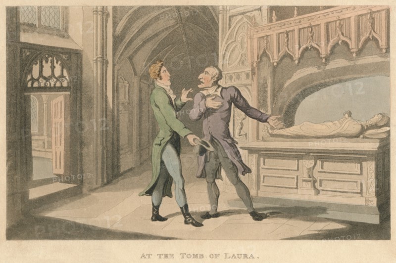 'At the Tomb of Laura', 1821. Artist: Thomas Rowlandson.