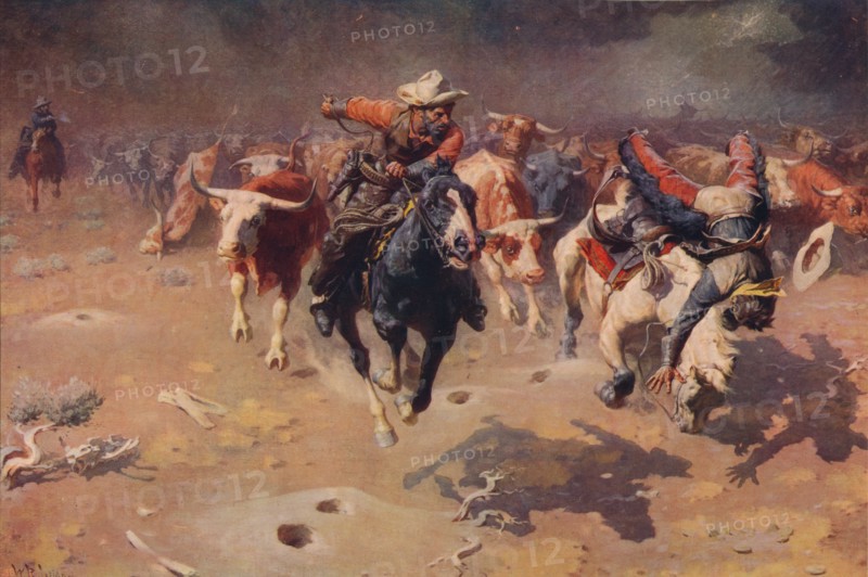 'The Stampede', c1912, (c1915). Artist: William Robinson Leigh.