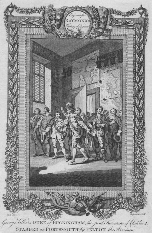 'George Villiers, Duke of Buckingham, the great Favourite of Charles I, stabbed', c1787. Artist: Unknown.