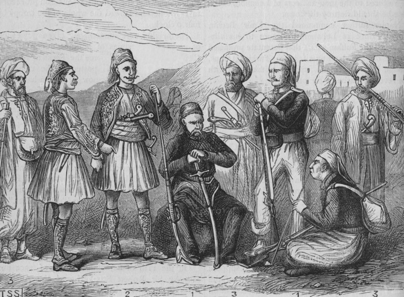 'Group of (1) Turks, (2) Albanians, (3) Druses', c1880. Artist: T.S.S.