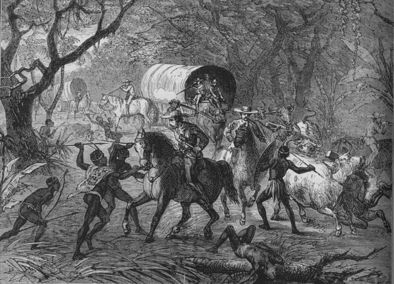 'Kaffir Attack on an English Convoy', c1880. Artist: Unknown.