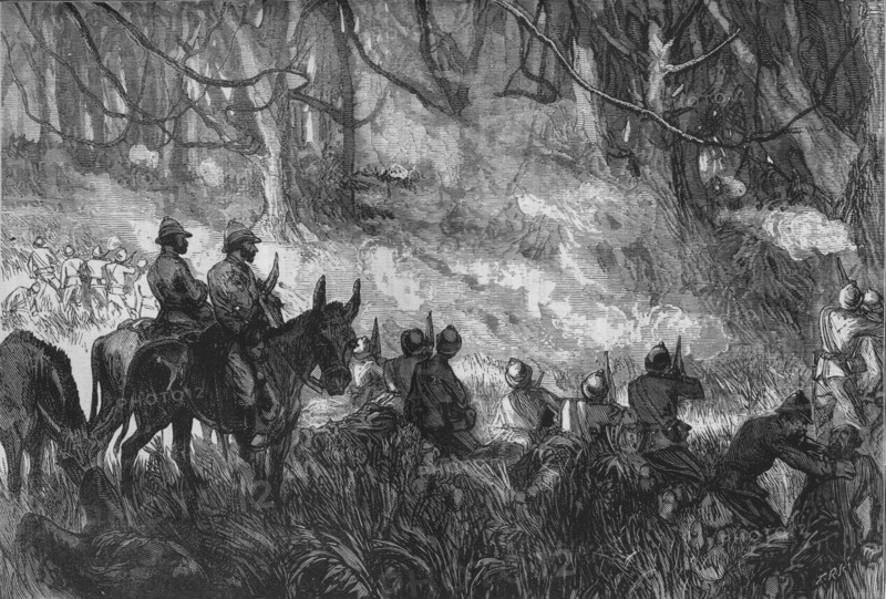 'A Skirmish in the Forest', c1880. Artist: Unknown.