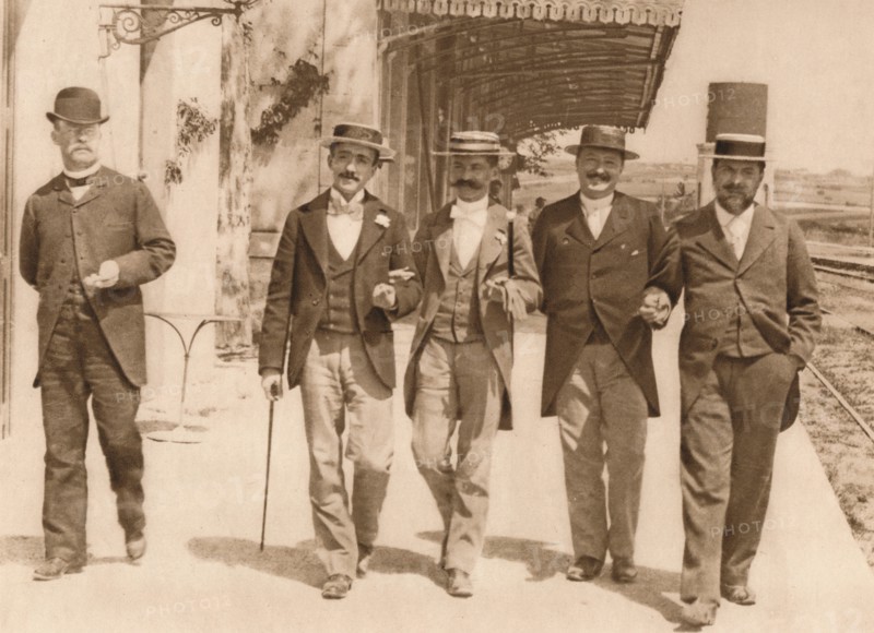 'A group of gentlemen walking', 1937. Artist: Unknown.