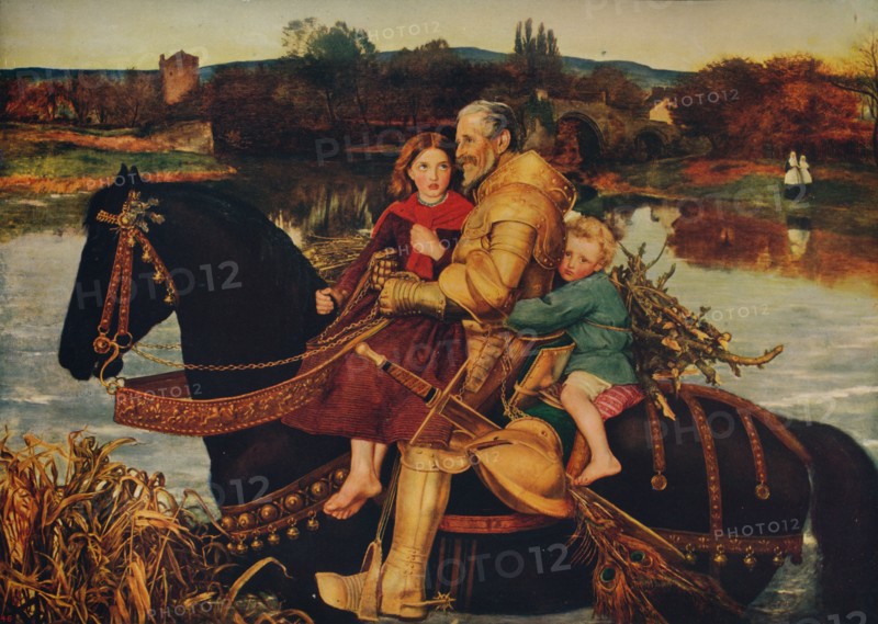 'Sir Isumbras at the Ford', 1857, (c1915). Artist: John Everett Millais.