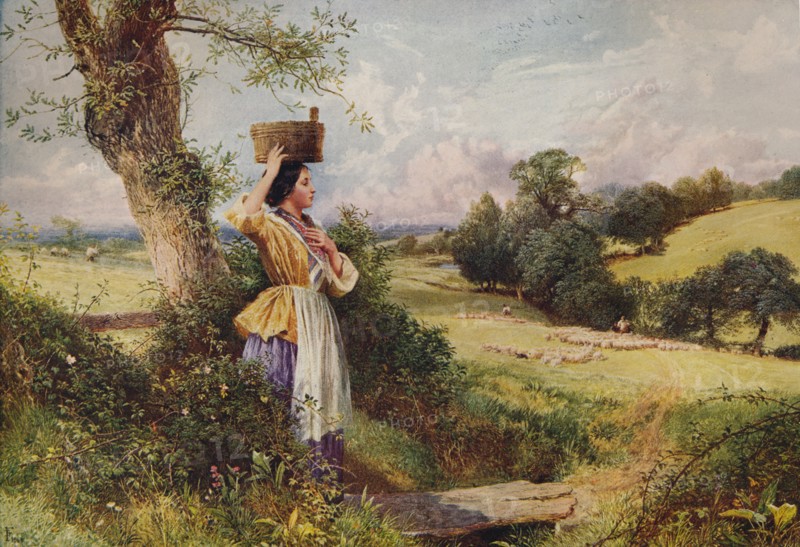 'The Milkmaid', 1860, (c1915). Artist: Birket Foster.