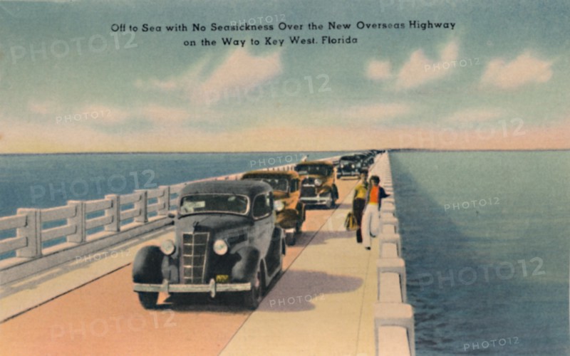 'Off to Sea without Seasickness, New Overseas Highway to Key West, Florida', c1940s. Artist: Unknown.