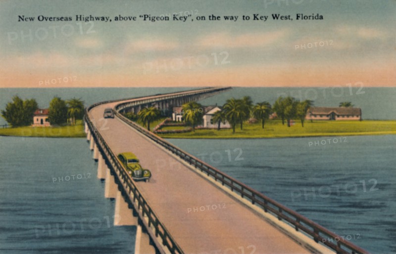 'New Overseas Highway, above Pigeon Key,  to Key West, Florida', c1940s. Artist: Unknown.