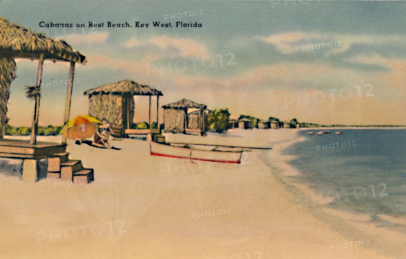 'Cabanas on Rest Beach, Key West, Florida', c1940s. Artist: Unknown.