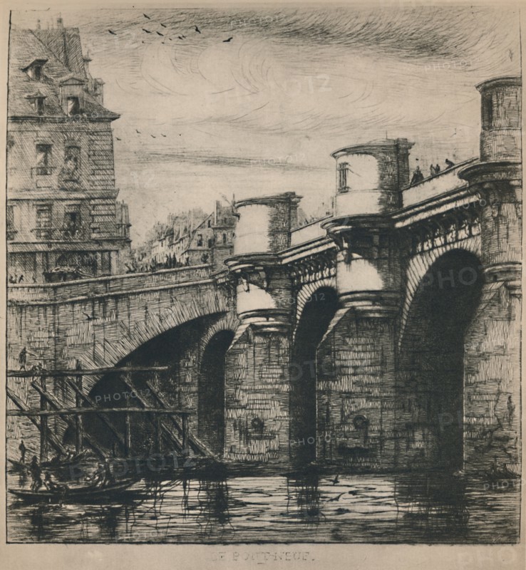 'Le Pont-Neuf (8th State, 7 3/16 x 7 1/4 Inches)', 1853, (1927). Artist: Charles Meryon.