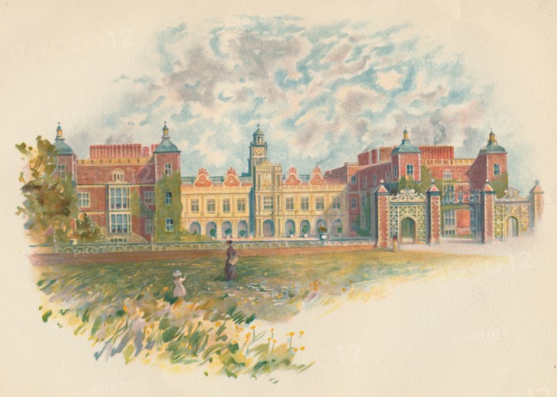 'Hatfield House, Hertfordshire - South Front', c1890. Artist: Charles Wilkinson.