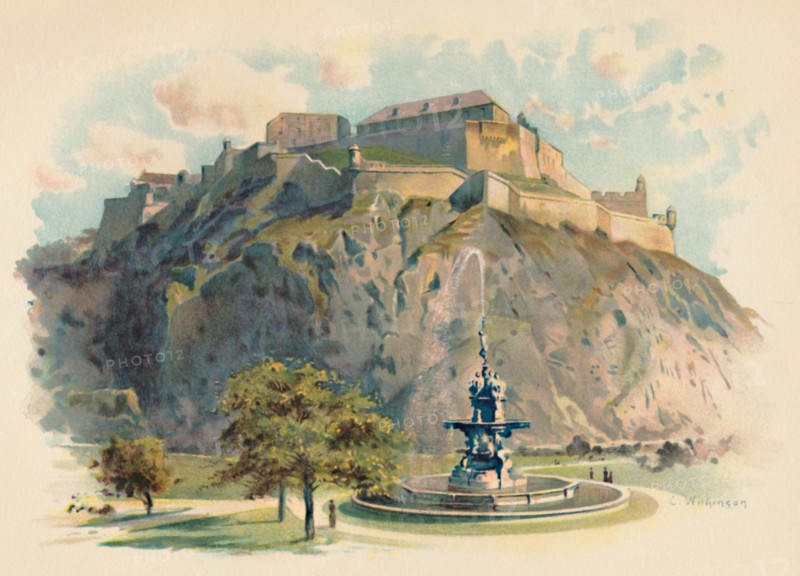 'The Castle Rock, Edinburgh', c1890. Artist: Charles Wilkinson.