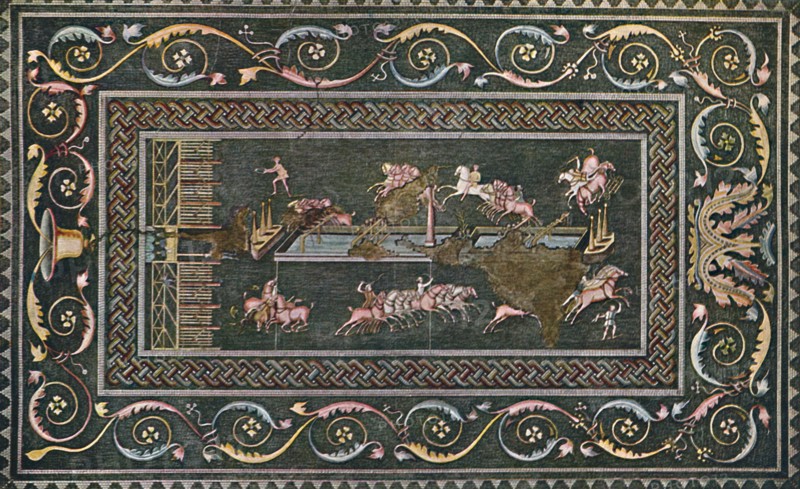 'A Roman Mosaic at Lyons, Representing the Circus Games', 1942. Artist: F. Artaud.