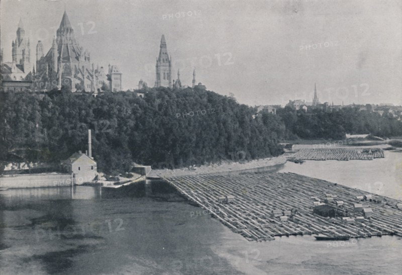 'View of Ottawa, with Log-Rafts', 1924. Artist: Unknown.
