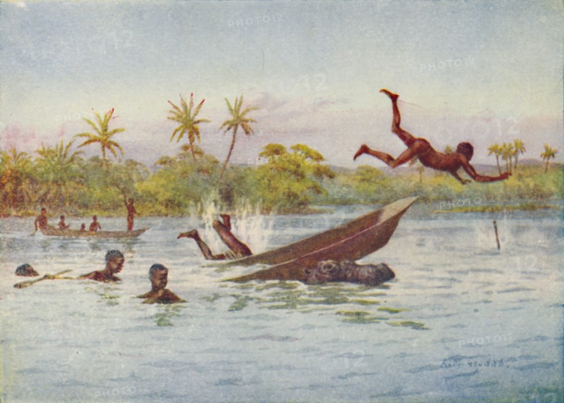 'A Hippopotamus Hunt in Central Africa', 1924. Artist: Unknown.