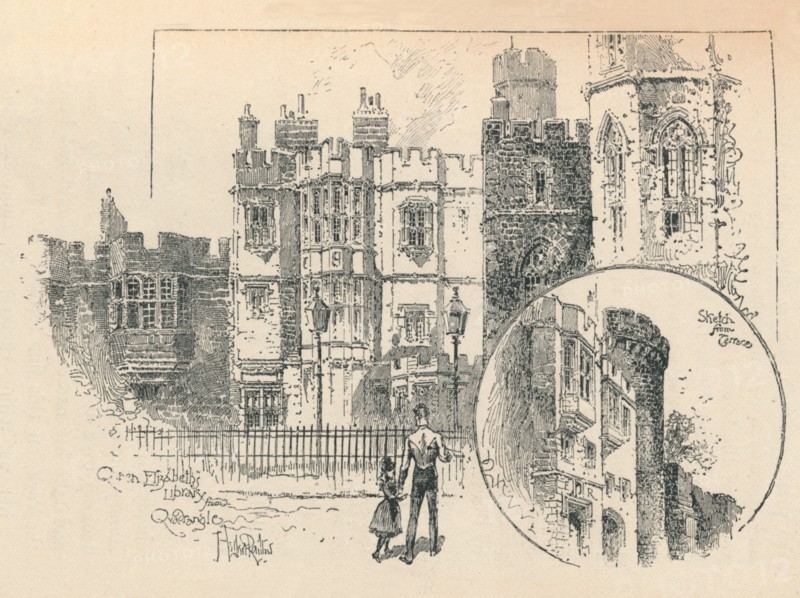 'Queen Elizabeth's Library. Sketch from the North Terrace', 1895. Artist: Unknown.