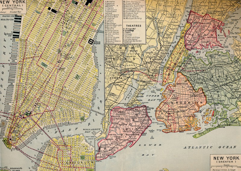 'Business Centre of New York at the Seaward End of Manhattan and environs', c1930s. Artist: Unknown.