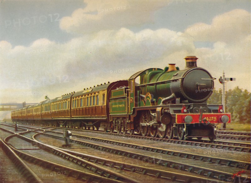 'G.W.R. Cornish Riviera Limited Express at Full Speed,- Engine Pendennis Castle., 1926. Artist: Unknown.