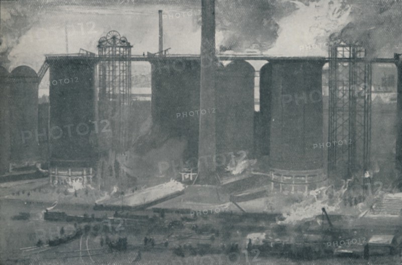 'Blast-Furnaces at Bell Bros.' Iron Works, Middlesborough', 1910. Artist: Unknown.