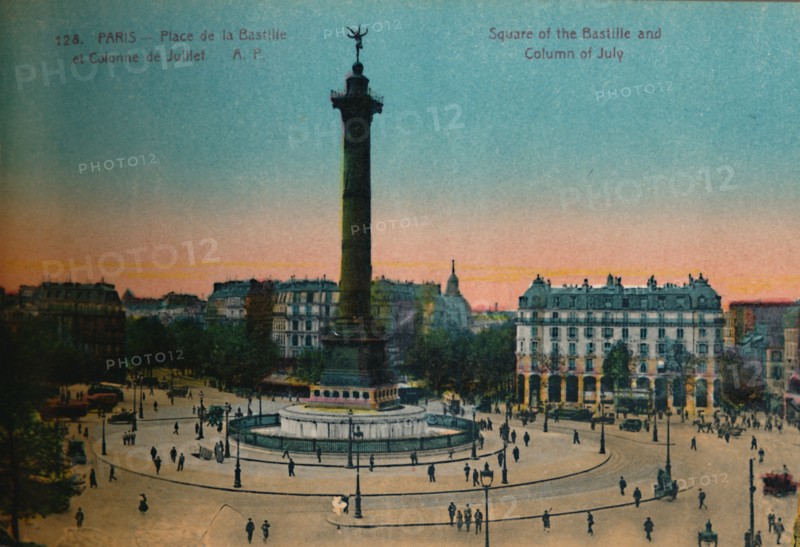 The Place de la Bastille and the July Column, Paris, c1920. Artist: Unknown.