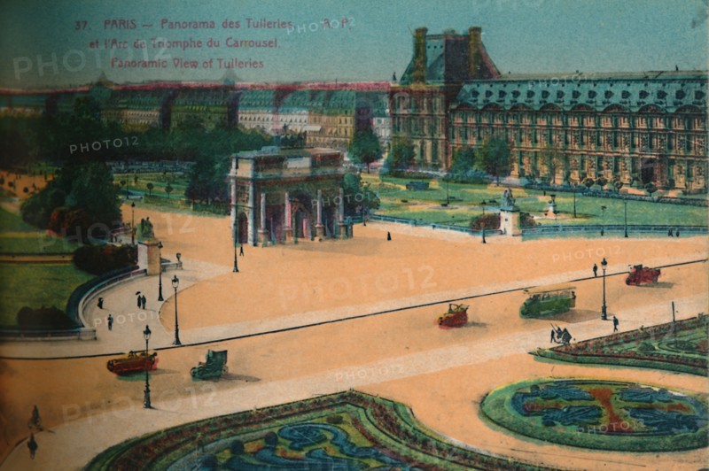 Panaromic view of the Tuileries and the Arc de Triomphe du Carrousel, Paris, c1920. Artist: Unknown.