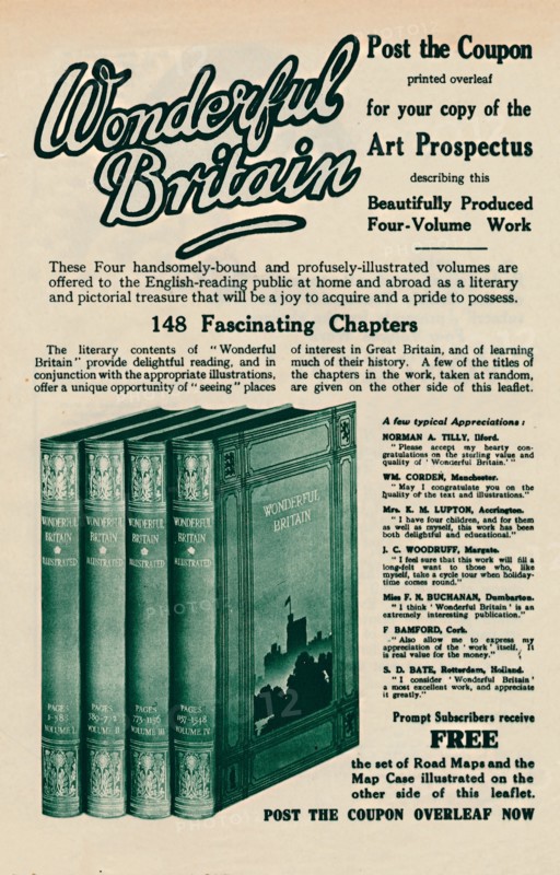 'Wonderful Britain book advertisement', 1935. Artist: Unknown.