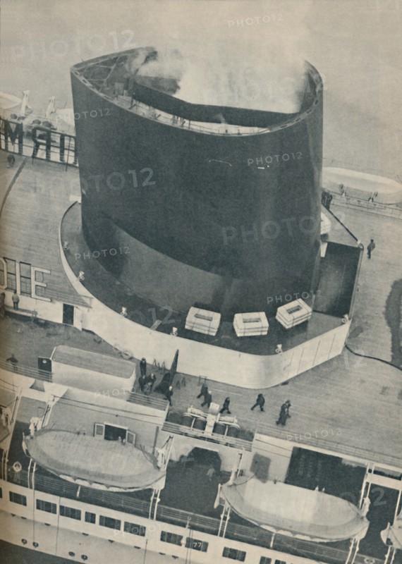 'An unusual angle of the Normandie's deck', 1936. Artist: Unknown.