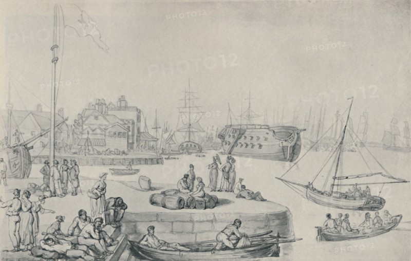 'The Quay, Blackwall Docks', 1810', (1920). Artist: Thomas Rowlandson.