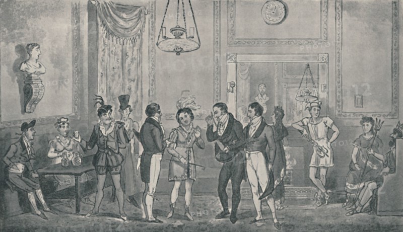 'The Green Rooom at Drury Lane Theatre, 1821', (1920). Artists: Isaac Robert Cruikshank, George Cruikshank.